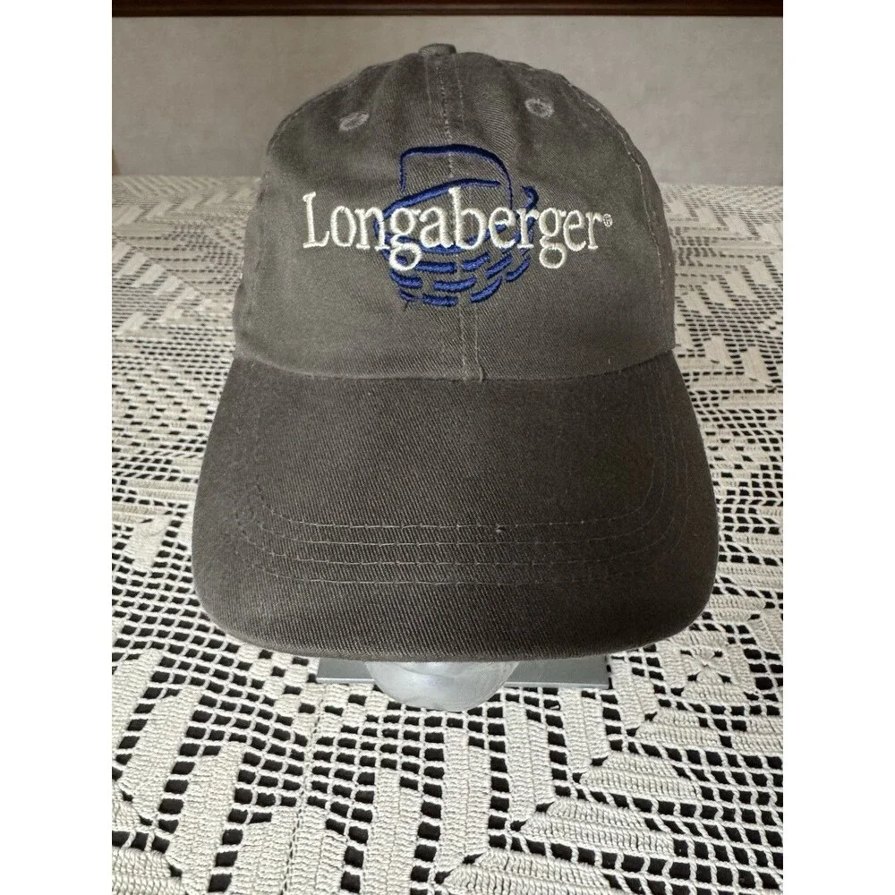 Head Vintage Cap Longaberger Baseball Hat Olive Green‎ Adult With American Flag